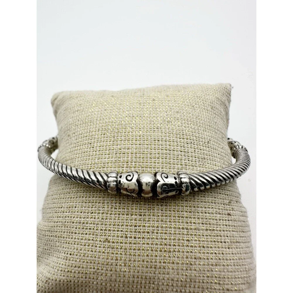 Brighton Cable Bangle Bracelet Silver Plated 8.15”